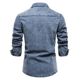 Joior Cotton Men Denim Shirts Double Pocket Solid Color Casual Male Cowboy Shirts New Autumn Slim Quality Shirts for Men