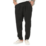 JoiorMen's Long Linen Pants Lightweight Loose Fit Trousers Breathable Cotton Streetwear Sport Sweatpants Solid Color Pencil Pants