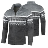 Joior Men's Retro Jacquard Knit Cardigan Fashion Warm Zipper Pullover Casual Slim Collar Sweater Coat Men Outwear Street Wear S-3XL