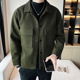 Joior Brand Clothing Winter Men Coats Woollen Cloth Thick Tooling Lapel Slim Jacket/ Mens High Quality Woolen Casual Warm Jacket Coats