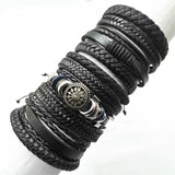 Joior 10 Pcs/set Black Wrap Woven New Fashion Handmade Men Bracelets Male Women Leather Bracelets Men Bangle Jewelry Gift