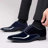 Joior Classic PU Patent Leather Shoes for Men Casual Business Shoes Lace Up Formal Office Work Shoes for Male Party Wedding Oxfords