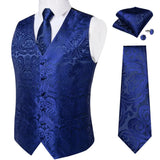 Joior Black Paisley Blue Suit Vest Neck Tie Set Pocket Square Cufflinks Men's Wedding Waistcoat Luxury Tuxedo Vests Men Gilet