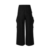 Joior Ro Style Wide Leg Drawstring Black Cargo Pants Unisex Straight Baggy Casual Overalls Men's Streetwear Loose Oversized Trousers