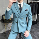 Joior (Jacket+Vest+Pant) Latest Design Double Breasted Suit Groom Wedding Stage Tuxedos Best Costume Mens Business Social Suits