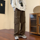 Cotton Cargo Pants Men Fashion Pocket Casual Pants Men Japanese Streetwear Hip Hop Loose Straight Pants Mens Trousers