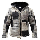 Joior Fashionable Mens Sweater Hoodies Vintage Zipper Long Sleeve Patchwork Sweaters For Men Autumn Winter Trendy Knit Hooded Sweater