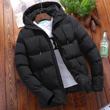 Joior Autumn Winter Warm Parkas Male Long Sleeve Hooded Zip Korean Slim Solid Coats Outwear