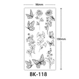 Joior Black Flower Tattoo Sketch Tattoo Sticker  Rose Blossom Tattoo Temporary Waterproof