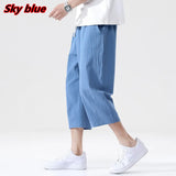 Joior Summer Casual Pants Men's Wild Cotton and Linen Loose Linen Pants Korean Style Trend Nine-point Straight Trousers