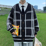 Joior British Retro Cardigan Sweater New Korean Harajuku Academic Knitted Sweater Pullover Hip Hop Streetwear Loose Knitwear Tops