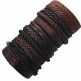 Joior 10 Pcs/set Black Wrap Woven New Fashion Handmade Men Bracelets Male Women Leather Bracelets Men Bangle Jewelry Gift