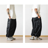 Joior Multi-Pocket Cargo Pants Men's Casual Solid Colour Straight Pants Baggy Wide-leg Cropped Pants Men Ankle-length Pants