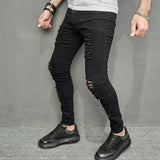 Joior Streetwear Ripped Slim Men Pencil Jeans Pants Stylish Male Hip Hop Stretch Holes Casual Denim Trousers