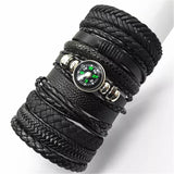 Joior 10 Pcs/set Black Wrap Woven New Fashion Handmade Men Bracelets Male Women Leather Bracelets Men Bangle Jewelry Gift