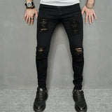 Joior Streetwear Ripped Slim Men Pencil Jeans Pants Stylish Male Hip Hop Stretch Holes Casual Denim Trousers