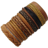 Joior 10 Pcs/set Black Wrap Woven New Fashion Handmade Men Bracelets Male Women Leather Bracelets Men Bangle Jewelry Gift