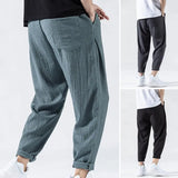 Joior Japanese Loose Men's Cotton Linen Pants Male Summer New Breathable Solid Color Linen Trousers Fitness Streetwear Plus Size M-3XL