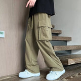 Joior Mens Casual Cargo Pants Fashion Solid Color Pocket Bottom Full Length Sports Trousers Elastic High Waisted Loose Pantalones