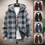 Joior Men's Fashion Jacket Coat Checkered Soft Sweater Y2K Clothing Streetwear Hoodies Fleece Wool Cashmere Windbreaker Cold Overcoat