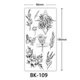 Joior Black Flower Tattoo Sketch Tattoo Sticker  Rose Blossom Tattoo Temporary Waterproof