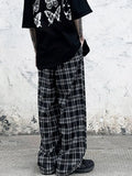 Joior Plaid Pattern Joggers, Men's Casual Loose Fit Waist Drawstring Pants For Spring Summer