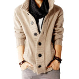 Joior Chic Knitted Cardigan Ribbed Cuff Long Sleeve Comfy Thickened Warm Men Cardigan Sweater