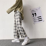 Joior Plaid Pants Men Linens Korean Checked Trousers Male Streetwear Fashion Bottoms Summer Wide Leg Pants Harajuku Breathable