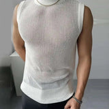 Joior 2024 Men Tank Tops Mesh Transparent Solid Color O-neck Sleeveless Summer Male Vests Sexy Streetwear Fashion Men Clothing