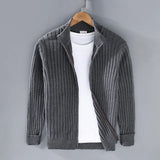 Joior Autumn Winter New Men Cardigan Sweater Men's Stand Collar Zipper Cotton 100% Thickened Knit Solid Color High Street Clothes