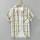 Joior Fashion Plaid Short Sleeve Shirts for Men 2024 Summer New Plus Size Casual Loose Cotton Shirts