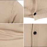 Joior Autumn Men's Knitted Cardigan Thin V-neck Basic Elastic Slim Fit Thin Sweater Solid Color Casual Versatile Coat