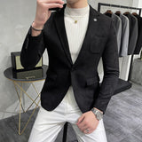 Joior Deerskin Leather Jacket Blazer Men Casual Slim Fit Blazer Hombre Suit Leather Jacket Men Terno Masculino Men Clothing 6 Color