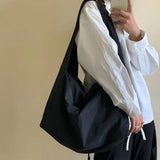 Joior Casual Nylon Shoulder Bag Female Large Capacity Crossbody Bag Black Solid Color Tote Bag Travel Portable Handbag Cool Hobo Bag