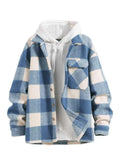 Joior Checked Plaid Colorblock Jacket Woolen Turn Down Collar Coat Winter Unisex Streetwear Warm Outerwear with Pocket