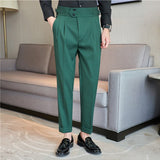 Joior Fall High Quality Business Casual Draped High-waist Trousers Men Stripes Formal Pants Male Formal Office Social Suit Pants