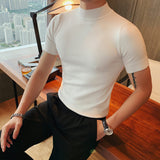 Joior 11 color Summer High Quality Short Sleeve Knitted T Shirts Men Slim Solid Pullovers Casual Stretched Tee Shirt Streetwear Homme