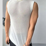 Joior 2024 Men Tank Tops Mesh Transparent Solid Color O-neck Sleeveless Summer Male Vests Sexy Streetwear Fashion Men Clothing