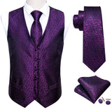 Joior 4PCS Silk Mens Vest Red Black Gold Green Purple Slim Fit Waistcoat Tie Pocket Square Cufflinks Set Wedding Formal