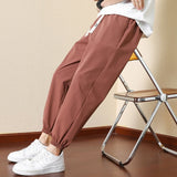 Joior Summer Straight Loose Youth Fashion Mens Pants Casual Solid Quick Drying Ice Silk Sports Pants Sweatpants Thin Large Trousers