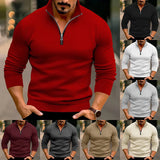 Joior New Fall Winter Men Sweater Casual Solid Color Long Sleeve Zipped Stand Collar Top Warm Men's Clothing Promotion