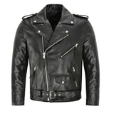 Joior Men PU Leather Jacket Motorcycle Fashion Slim Fit Leather Coat