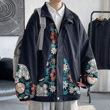 Joior Embroidered Jacket Men Fashion Casual Flower Jacket Mens Japanese Streetwear Loose Hip Hop Bomber Jacket Men Large Size M-5XL