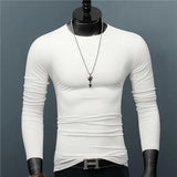 Joior Luxury Men's Casual Full Sleeve T-Shirt Autumn O-Neck Modal Base Shirt Slim Fit Solid Color Thin Korean Style Tee Undershirt Man