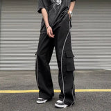 Joior Oversized Black Sweatpants Men Side Stripe Basic Cargo Pants Lady Y2K Streetwear Baggy Jogger Men Women Casual Korean Fashion