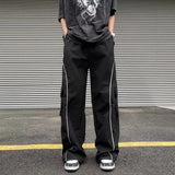 Joior Oversized Black Sweatpants Men Side Stripe Basic Cargo Pants Lady Y2K Streetwear Baggy Jogger Men Women Casual Korean Fashion