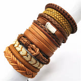 Joior 10 Pcs/set Black Wrap Woven New Fashion Handmade Men Bracelets Male Women Leather Bracelets Men Bangle Jewelry Gift