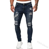 Joior Man Pants Retro Washing Zipper Stretch Jeans Casual Slim Fit Trousers Male Plus Size Pencil Pants Denim Skinny Jeans for Men