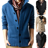 Joior Chic Knitted Cardigan Ribbed Cuff Long Sleeve Comfy Thickened Warm Men Cardigan Sweater