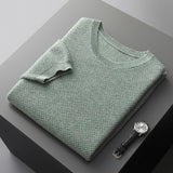 Joior 100% Pure Wool T-Shirt Men's Round Neck Pullover Short Sleeve Autumn Winter New Honeycomb Stitch Vest Casual Sweater